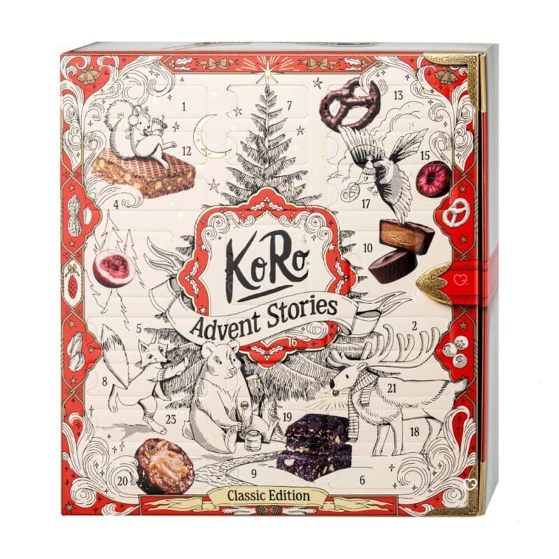 KoRo Adventskalender 2026 Classic Edition, Box im illustrierten Buch-Design