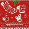Nutella Adventskalender 2026 vier Accessoires: Kartenspiel, Weihnachtssocken, Christbaumanhänger, Fotohalter