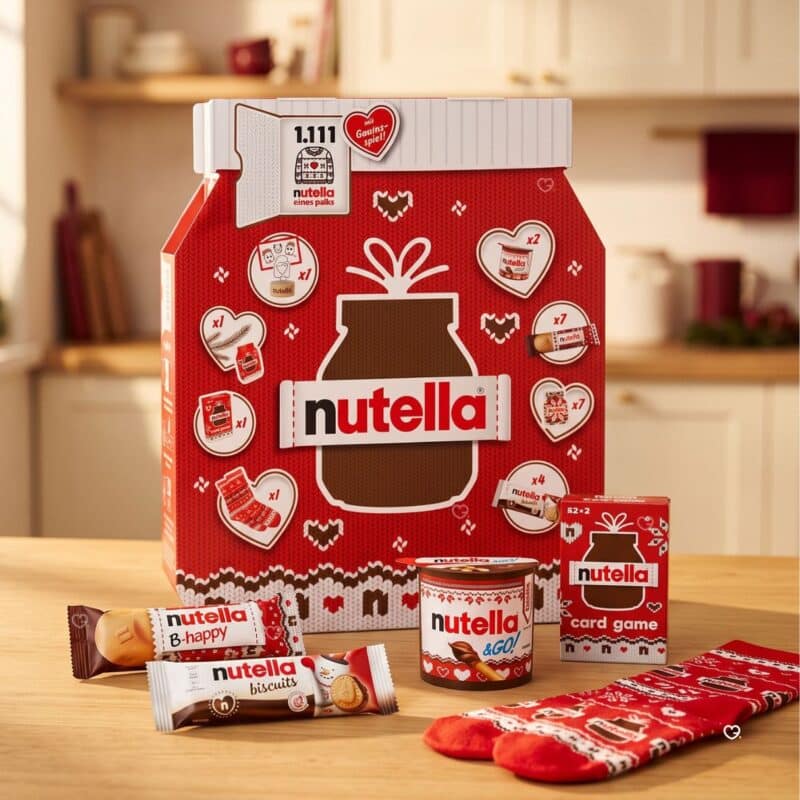 Nutella Adventskalender 2026 XXL-Schachtel in weihnachtlicher Küchenszene