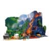 Aufgebautes Urzeit-Diorama des Playmobil Dino-Expedition 72225 mit Faltlandschaft, Liane und Velociraptor