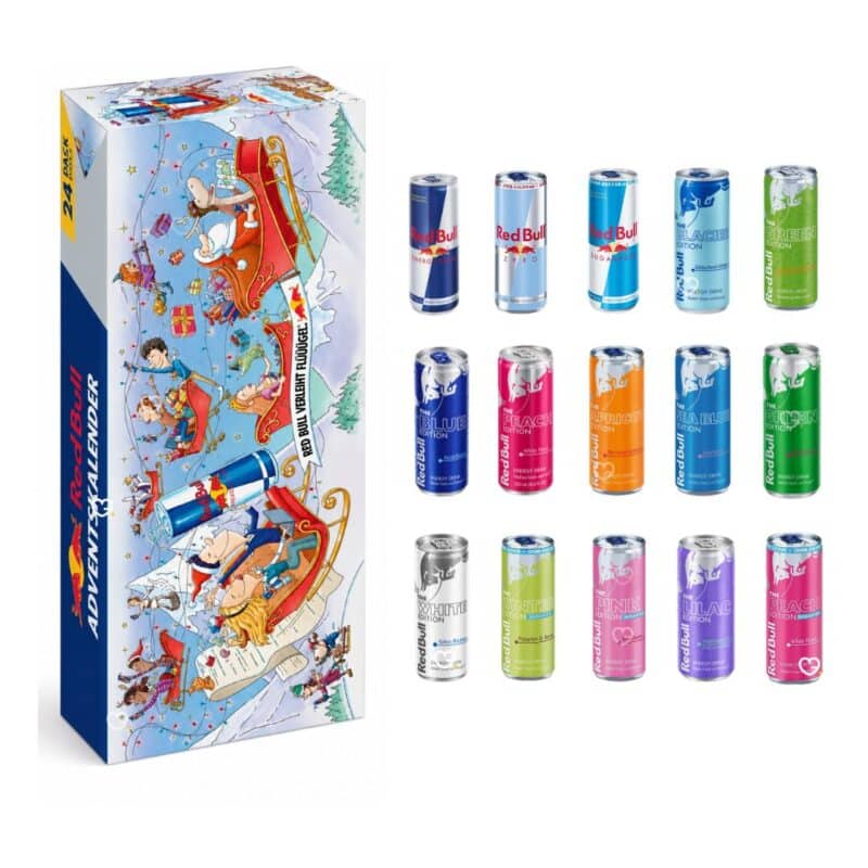 Red Bull Adventskalender 2026, 24 Dosen