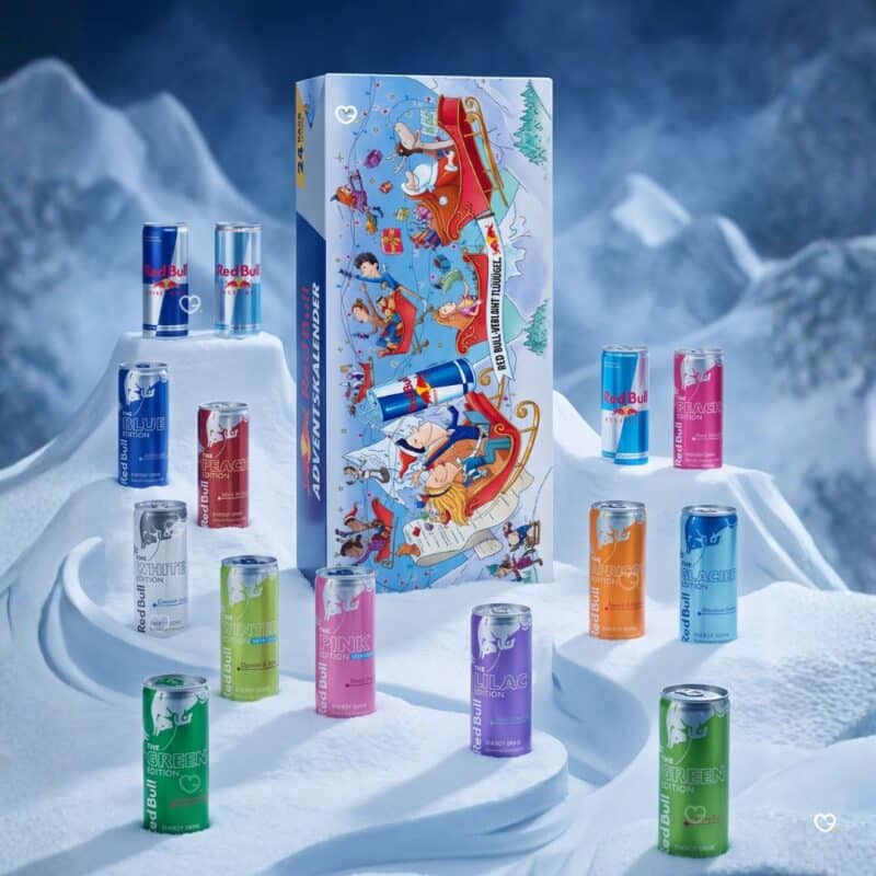Red Bull Editions im Adventskalender 2026: Blue, Green, Glacier