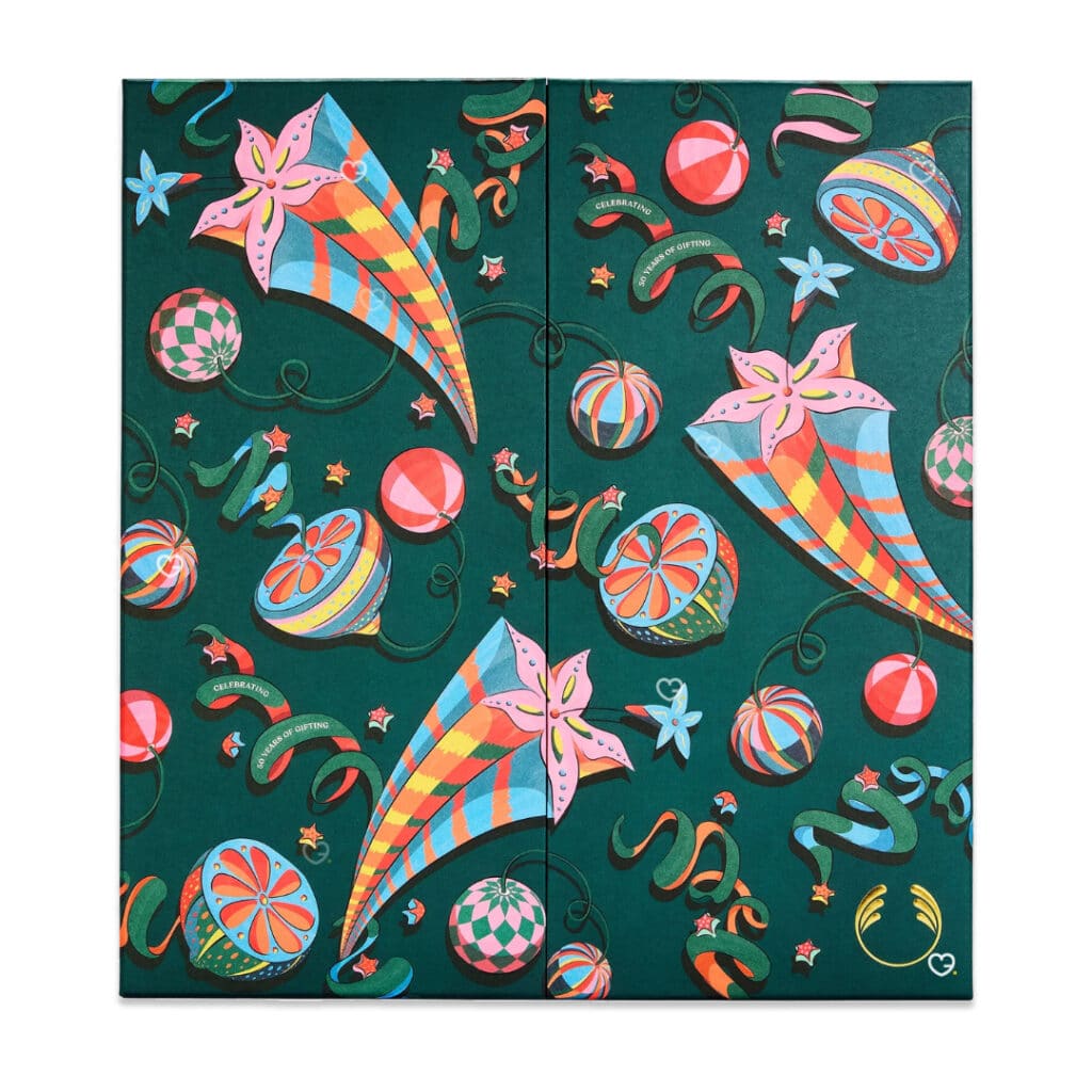 The Body Shop Ultimate Adventskalender 2026, geschlossene Verpackung mit Jubiläumsdesign