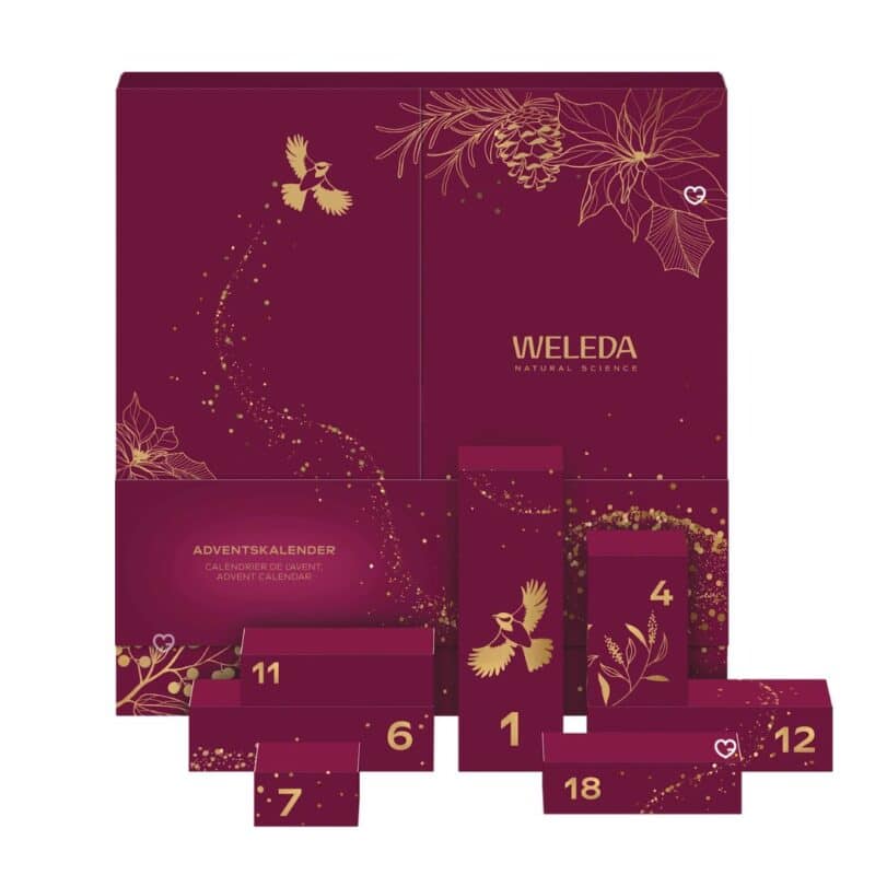 Weleda Adventskalender 2026 nummerierte Schubladen geöffnet