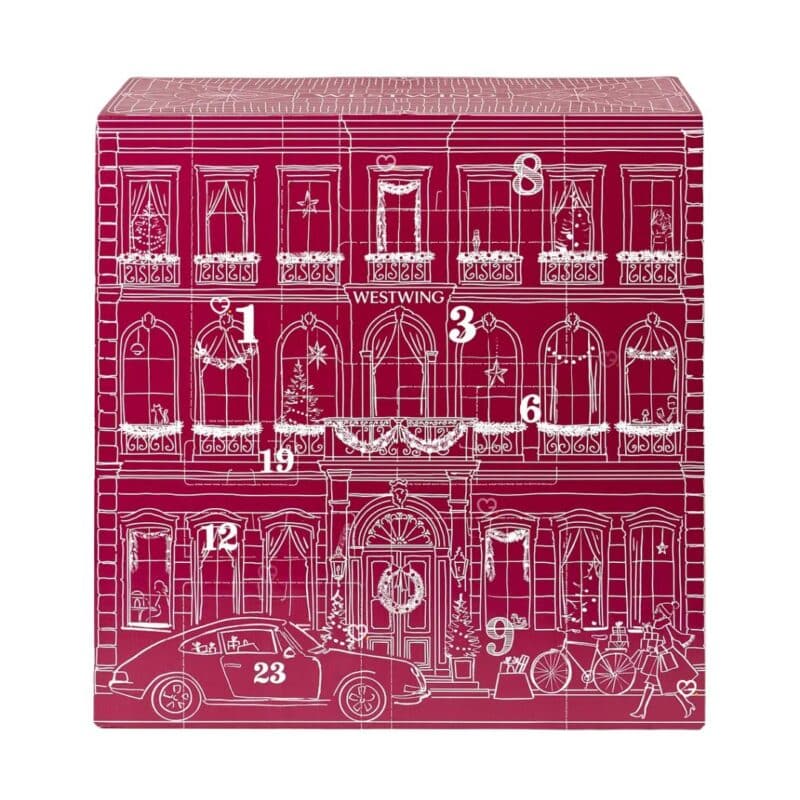 Westwing Adventskalender 2026, XXL-Deko-Box mit Pariser Häuserfassade auf weißem Grund