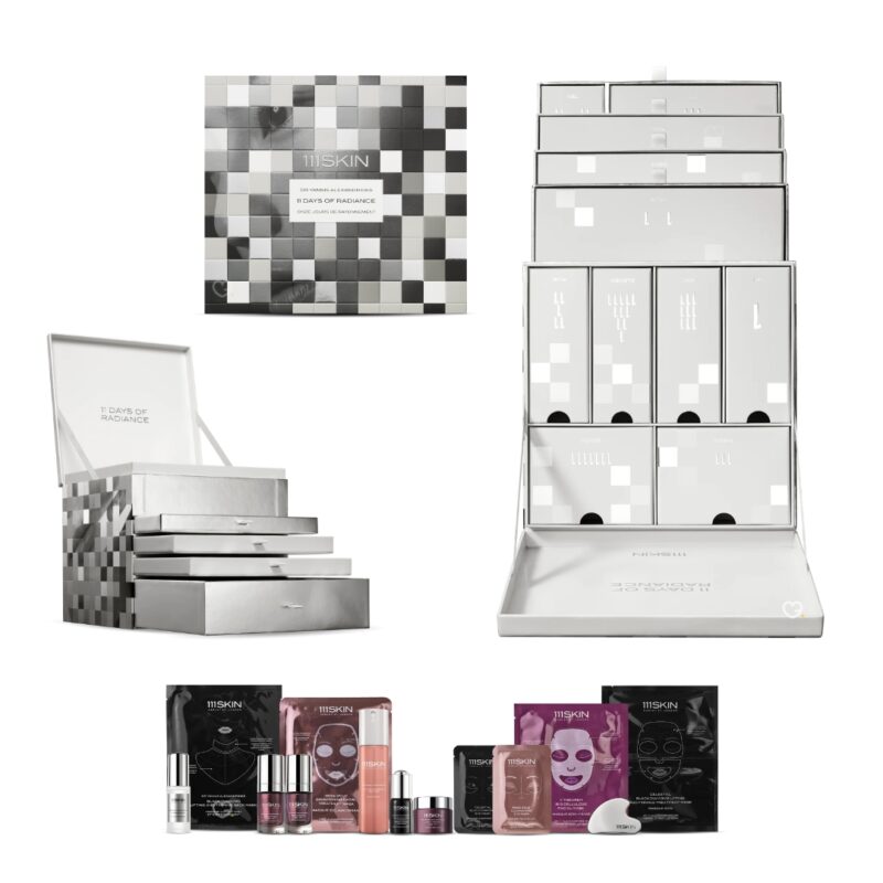 111Skin Adventskalender 2026 verschiedene Ansichten: Box, Schubladen und Inhalt