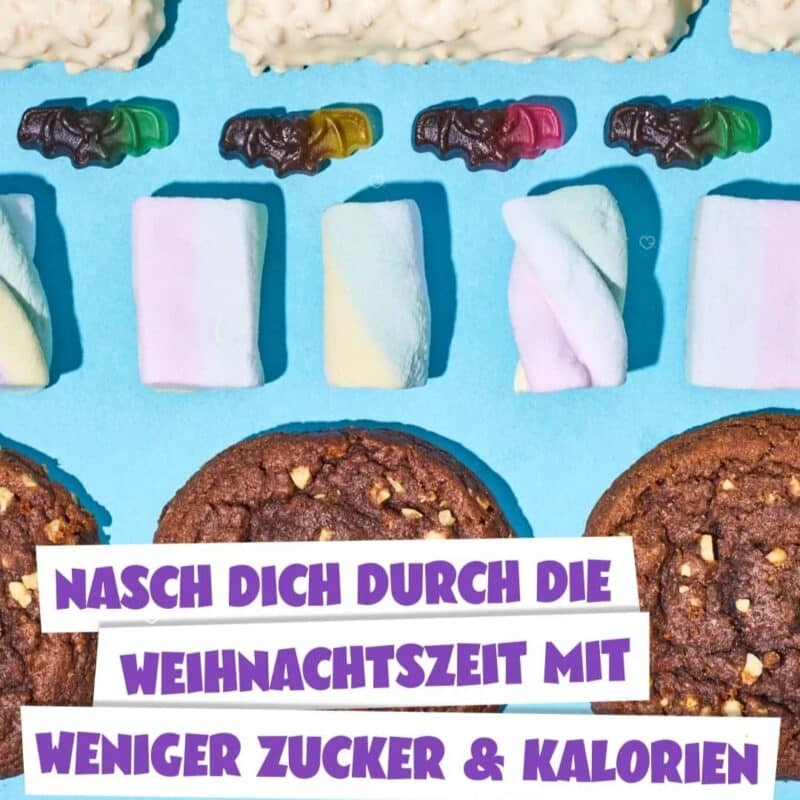 Inhalt des ahead Adventskalender mit wenig Zucker, Gummies, Marshmallows und Cookies