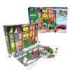 Brio Adventskalender 2026 aufgeklappte Schachtel als Spielflaeche