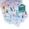 Komplette Spielszene mit 14 Figuren und 10 Accessoires des Disney Once Upon a Story Adventskalenders 2026