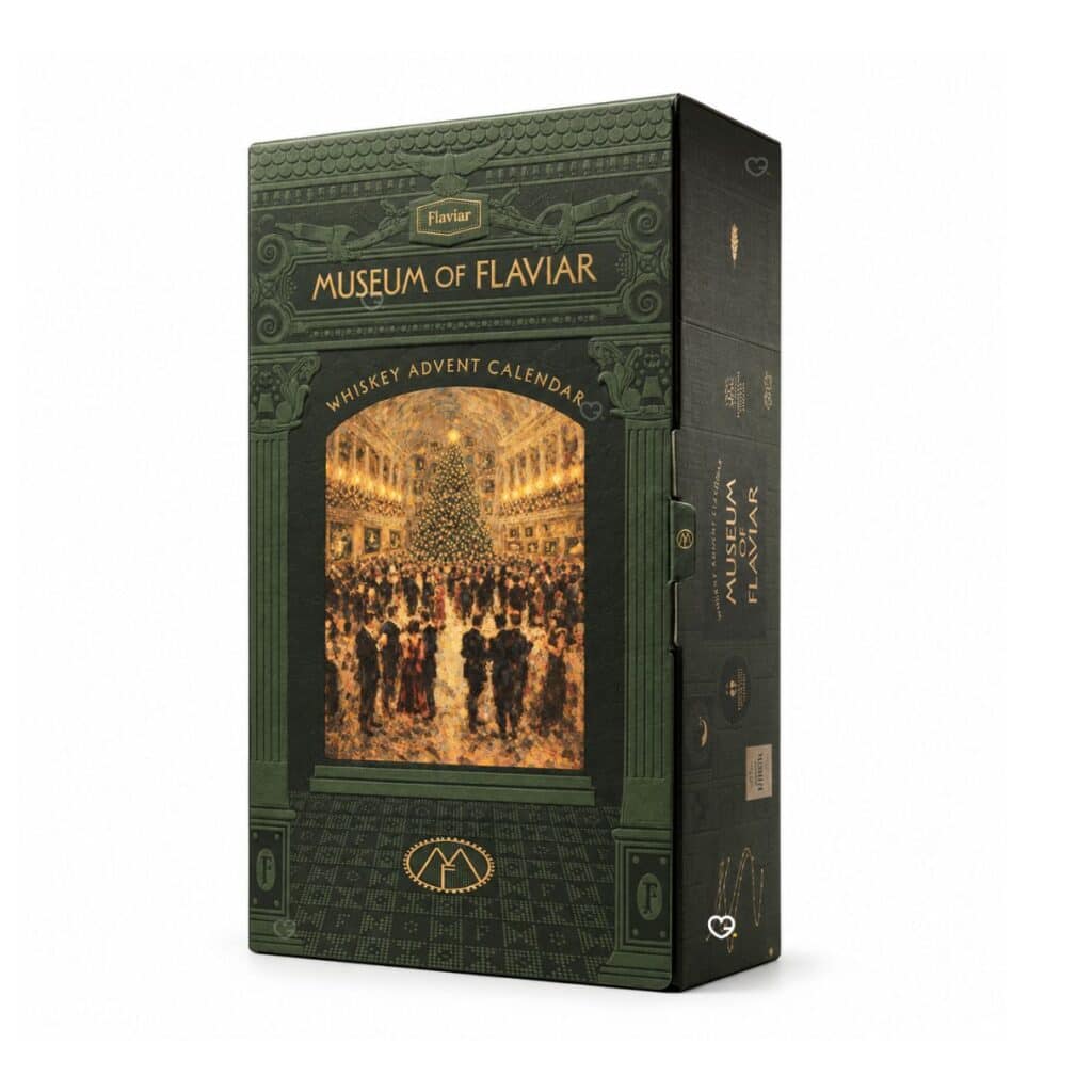 Flaviar Adventskalender 2026 Museum of Flaviar, geschlossene Box vor weißem Hintergrund