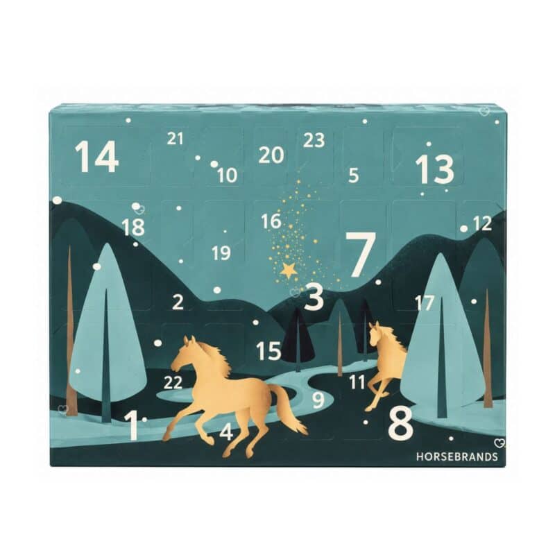 Horsebrands Adventskalender 2026 geschlossene Box vor weissem Hintergrund
