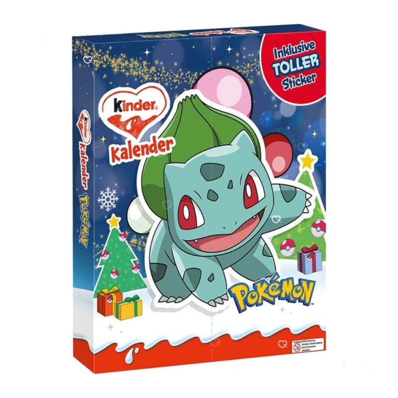 kinder Pokémon Adventskalender 2026 im Bisasam-Design