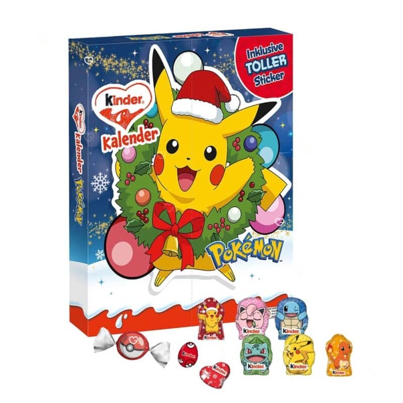 kinder Pokémon Adventskalender 2026, Schachtel mit herausgetrennten Figuren