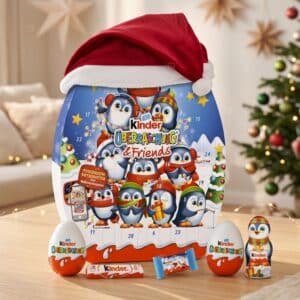Kinder Überraschung & Friends Adventskalender 2026, Pinguin-Design mit Ü-Eiern und Kinder-Schokolade