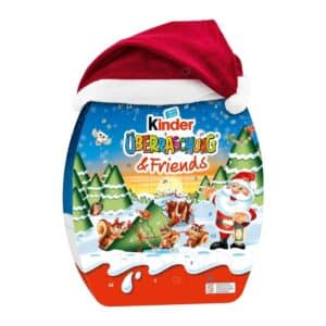 Kinder Überraschung & Friends Adventskalender 2026 im Ei-Design mit Weihnachtsmütze, Waldtiere-Motiv