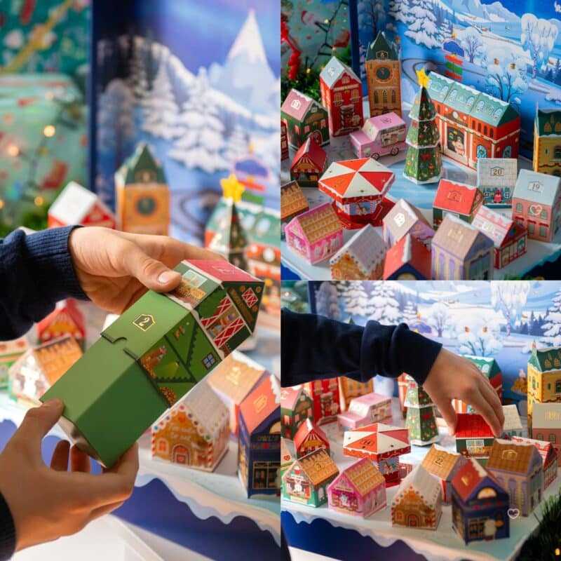 Legami Adventskalender 2026 Dream Peaks, Detailansicht in weihnachtlicher Deko