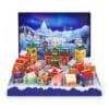 Legami Adventskalender 2026 Dream Peaks, aufgeklapptes Weihnachtsdorf mit 24 Häusern auf weißem Hintergrund