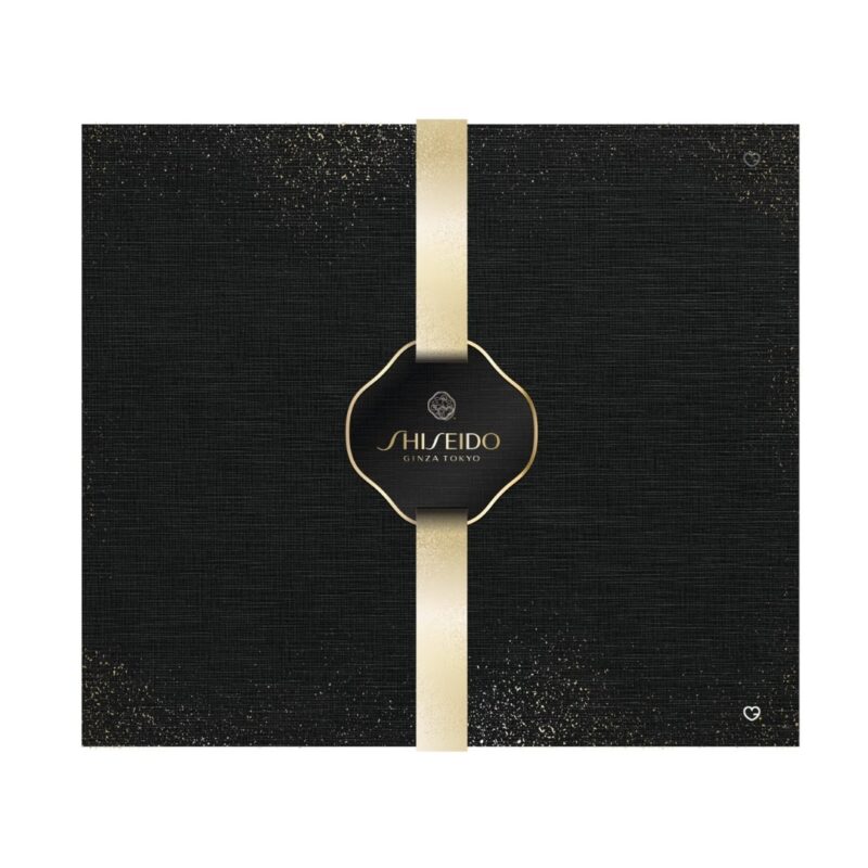 Shiseido Premium Adventskalender 2026, geschlossene schwarze Box mit goldener Schleife