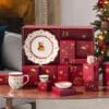 Villeroy & Boch Adventskalender 2026 geöffnet mit Porzellanstücken vor dem Weihnachtsbaum