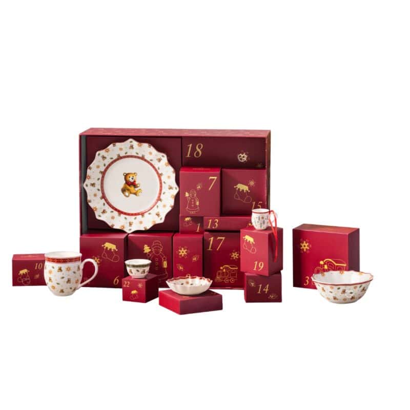 Villeroy & Boch Adventskalender 2026 Porzellanteller und Becher im Detail